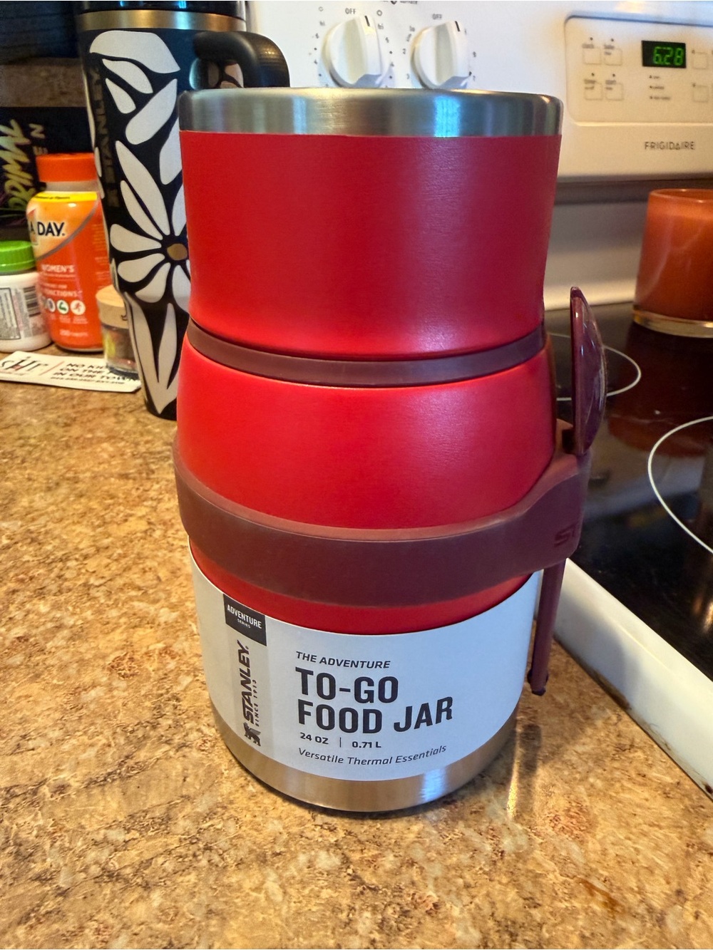 Stanley Red Insulated To-Go Food Jar with Brown Accent